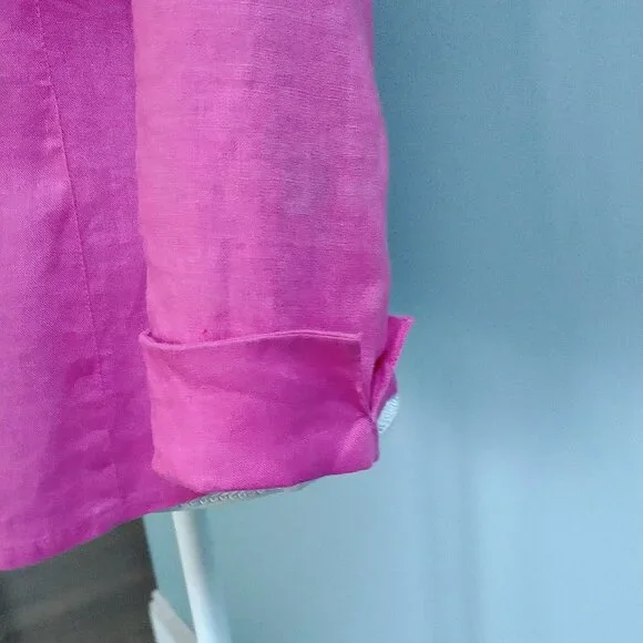 INC Linen Hot Pink Button-Up Blouse, sz 4 - Picture 5 of 8